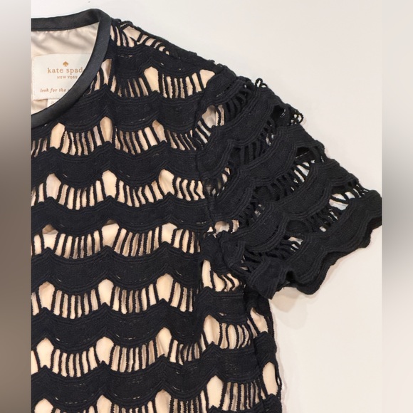 Kate Spade Black Crochet-Style Lace Occasion Dress Knee Length Lined Size Small🖤 - Picture 3 of 7